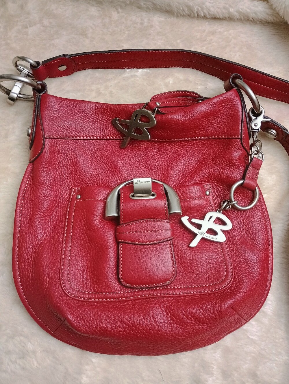 B. Makowsky Westbourne Pebbled Leather Convertible Crossbody Bag